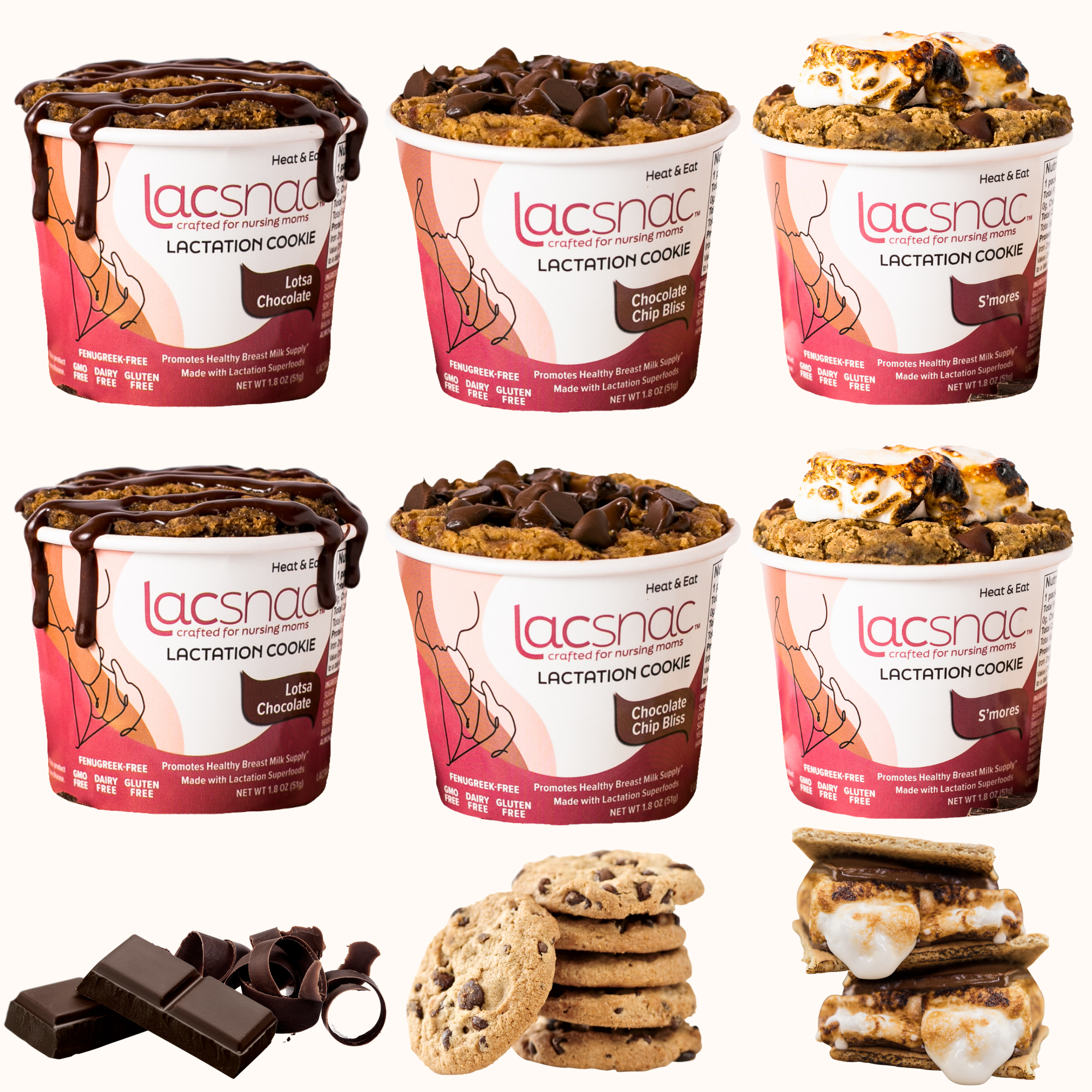 Lactation Cookie Cup Variety Pack - 6pk - Lacsnac